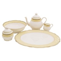 Shinepukur Ceramics USA, Inc. Cassabianca Bone China Traditional Serving 5 Piece Dinnerware Set SHPK1040